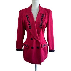 Nina K Vtg 80s Red Western Oversized Blazer Jacket